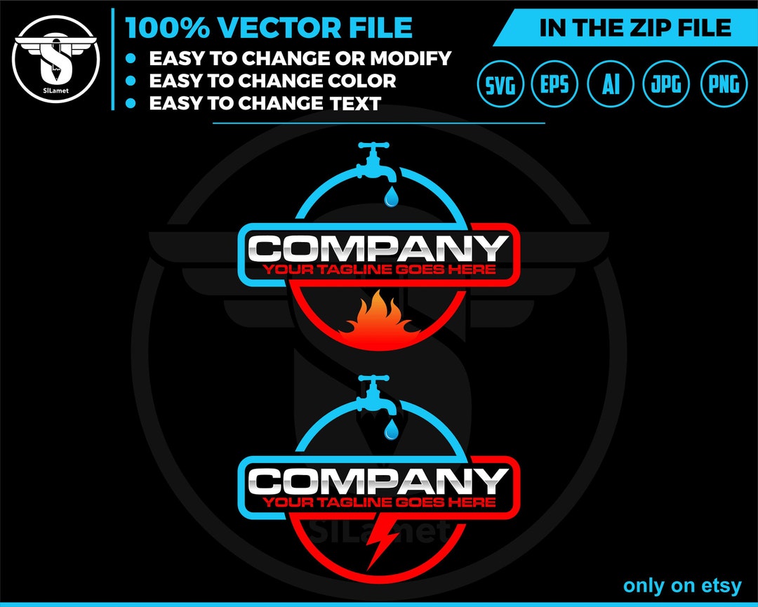 Heating and Cooling Repair Plumbing Logo, Plumbing Logo, Plumbing