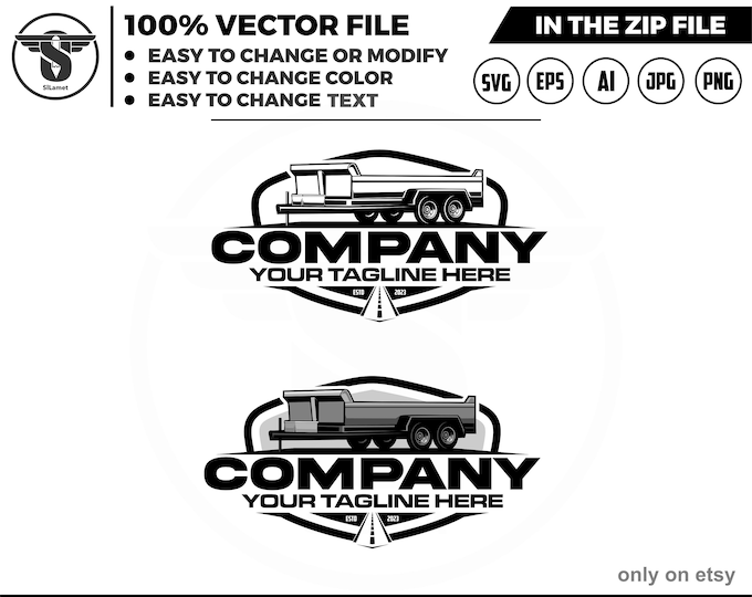 silhouette dump trailer logo - Bumper Pull Dump Trailer logo - dump trailer logo - trailer towing logo