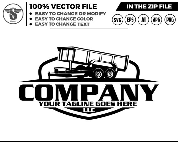 silhouette dump trailer logo, trailer towing logo, truck pickup logo svg, towing Company Logo, pickup truck outline, pickup truck dump
