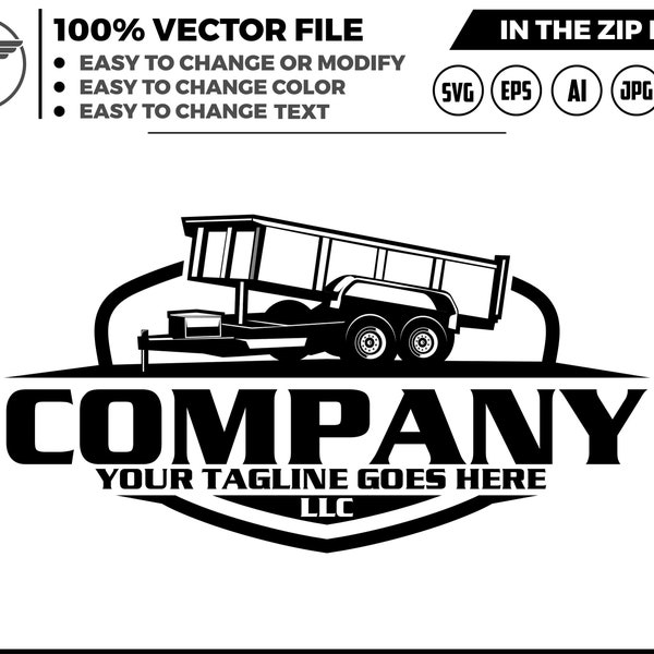 silhouette dump trailer logo, trailer towing logo, truck pickup logo svg, towing Company Logo, pickup truck outline, pickup truck dump