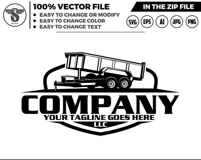 silhouette dump trailer logo, trailer towing logo, truck pickup logo svg, towing Company Logo, pickup truck outline, pickup truck dump