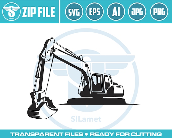 excavator svg, excavator silhouette, digger svg, construction svg, excavator clipart, heavy equipment svg, excavator cut file, equipment