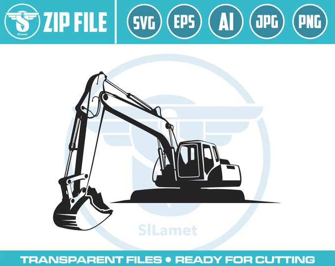 excavator svg, excavator silhouette, digger svg, construction svg, excavator clipart, heavy equipment svg, excavator cut file, equipment