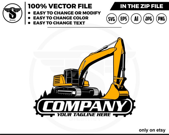 excavator logo - digging logo - earth digging logo - excavator svg  - Heavy Equipment logo, Construction Logo