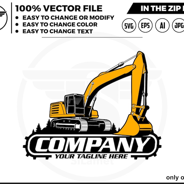 excavator logo - digging logo - earth digging logo - excavator svg  - Heavy Equipment logo, Construction Logo