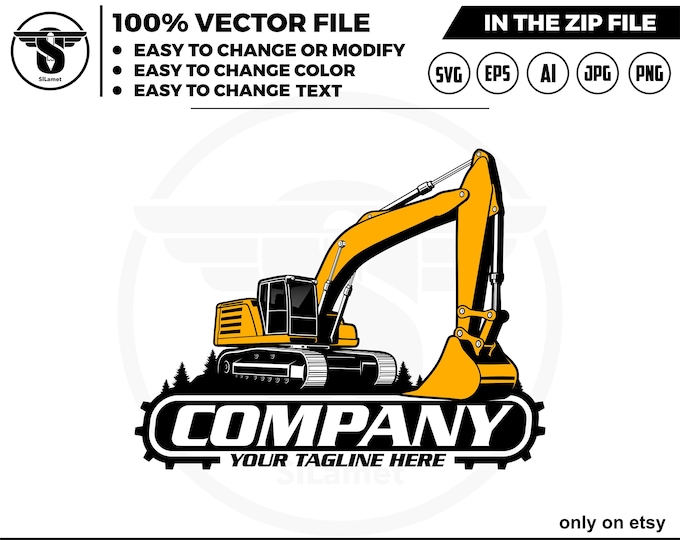 excavator logo - digging logo - earth digging logo - excavator svg  - Heavy Equipment logo, Construction Logo