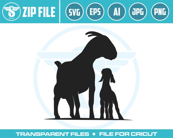 mother and child goat svg, Goat svg,Goats silhouette SVG PNG, EPS dxf jpg Instant Download jpg digital Image Cut File for Cricut Silhouette