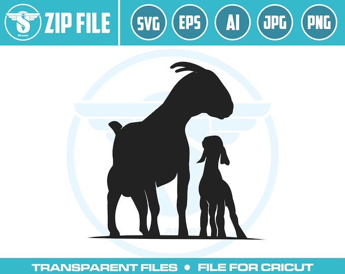 mother and child goat svg, Goat svg,Goats silhouette SVG PNG, EPS dxf jpg Instant Download jpg digital Image Cut File for Cricut Silhouette