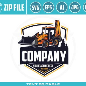 Backhoe Loaders logo svg, Backhoe Excavator logo svg, Backhoe svg, heavy equipment vehicle logo, excavator logo, Backhoe Loaders SVG FILE