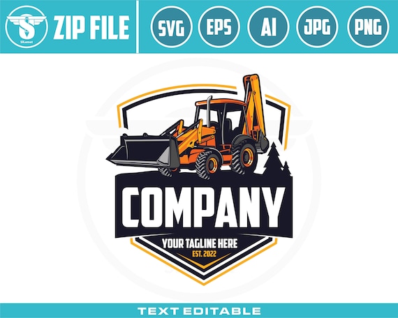 Backhoe Loaders logo svg, Backhoe Excavator logo svg, Backhoe svg, heavy equipment vehicle logo, excavator logo, Backhoe Loaders SVG FILE