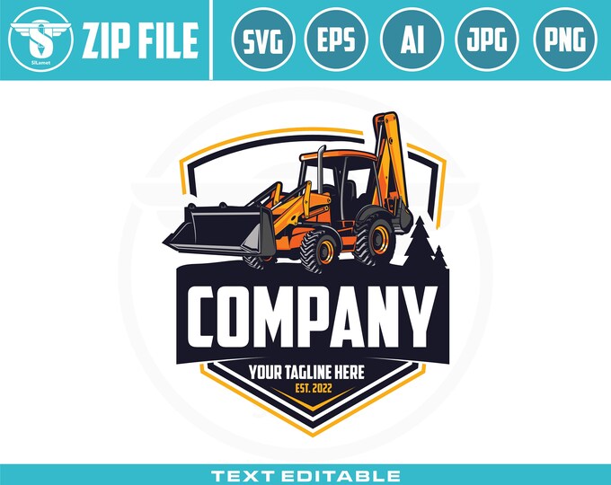Backhoe Loaders logo svg, Backhoe Excavator logo svg, Backhoe svg, heavy equipment vehicle logo, excavator logo, Backhoe Loaders SVG FILE