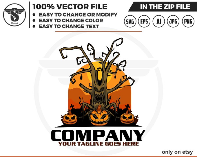 Halloween tree logo - scary tree svg - living tree svg, devil tree svg