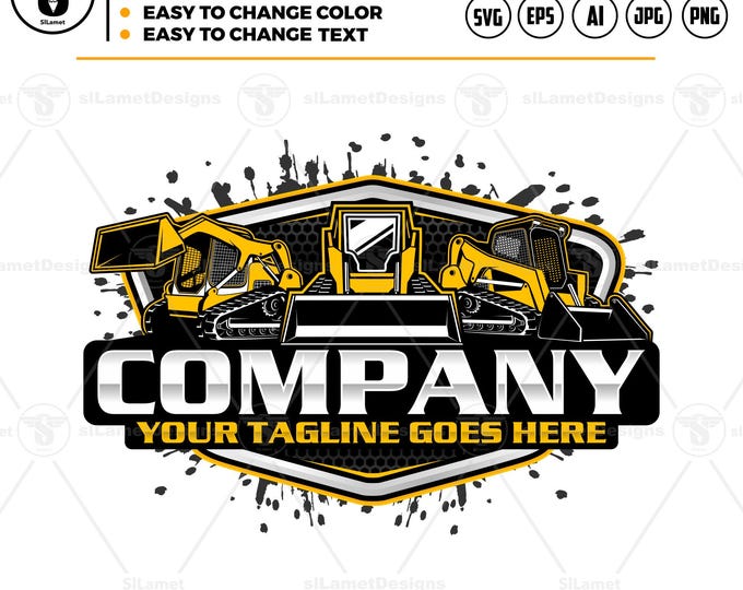 compact track loader logo: skid steer svg, heavy equipment vector file