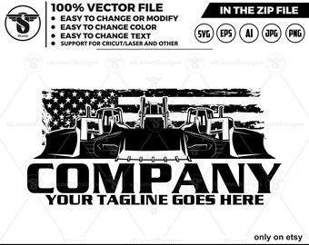 American Bulldozer Logo: USA Flag, SVG, Cricut