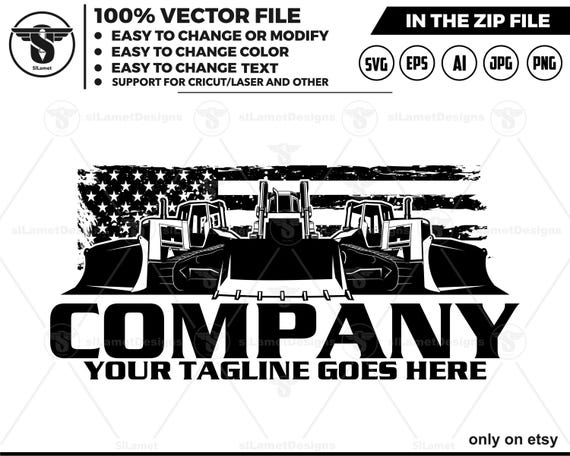 america Bulldozer front view logo - equipment vehicles logo - heavy equipment logo - USA Bulldozer logo - Bulldozer svg - Bulldozer cricut