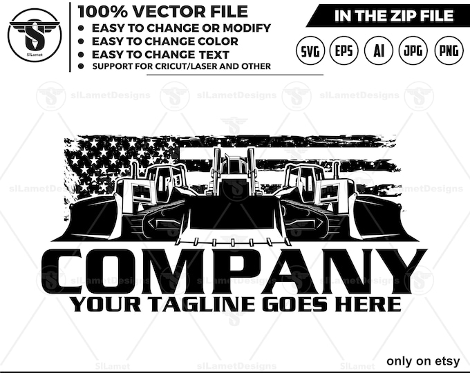 america Bulldozer front view logo - equipment vehicles logo - heavy equipment logo - USA Bulldozer logo - Bulldozer svg - Bulldozer cricut