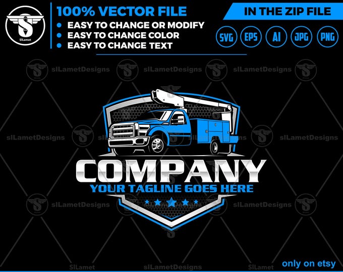 Bucket Truck Logo: Tree Service Vector Graphics (Digital Download)