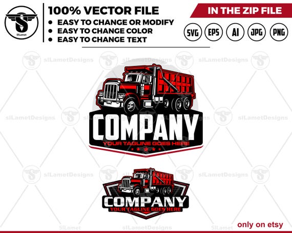 Dump Truck Logo - Hauling Truck Logo - Construction Vehicle logo - Heavy Duty Truck Design - Earthmoving Equipment Art
