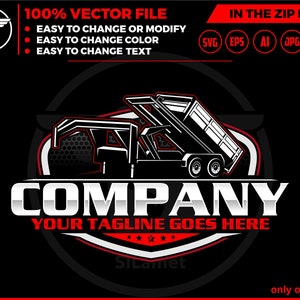 dump roll off trailer logo - dump trailer logo, dump trailer rental logo, truck pickup logo svg, Dumpster Logo , dump rental logo
