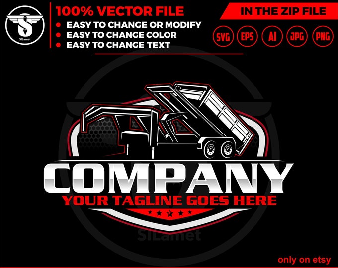 dump roll off trailer logo - dump trailer logo, dump trailer rental logo, truck pickup logo svg, Dumpster Logo , dump rental logo