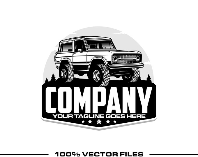 Off-Road SUV Logo: Fully Editable, Vintage 4x4 Badge Adventure Vector Design