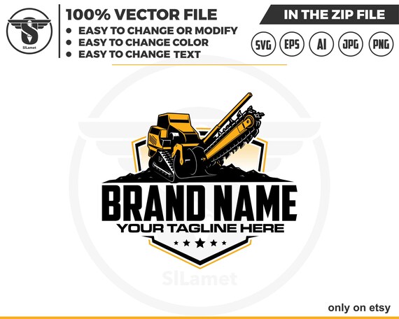 trencher logo - construction equipment logo
