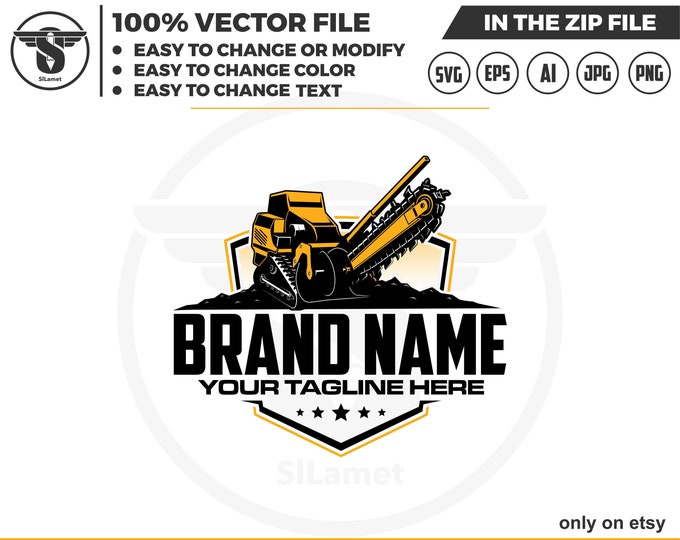trencher logo - construction equipment logo