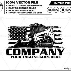 america Skid steer loader logo,United States skid steer tracker logo, USA skid steer svg, Heavy Equipment logo Svg, Wheel Loader