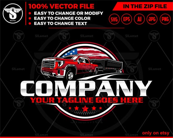 america pickup and dump trailer logo, United States pickup and trailer logo - trailer towing logo - towing Company Logo - gmc pickup dump