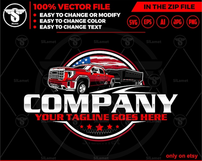 america pickup and dump trailer logo, United States pickup and trailer logo - trailer towing logo - towing Company Logo - gmc pickup dump