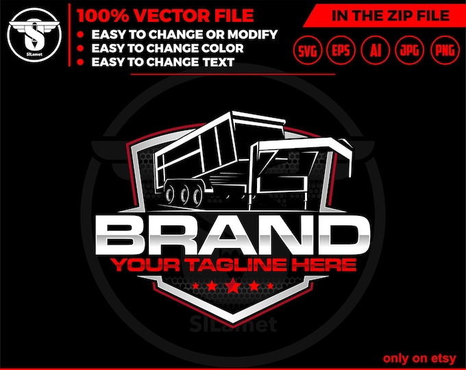 dump trailer logo, dump trailer rental logo, truck pickup logo svg, Dumpster Logo , dump rental logo