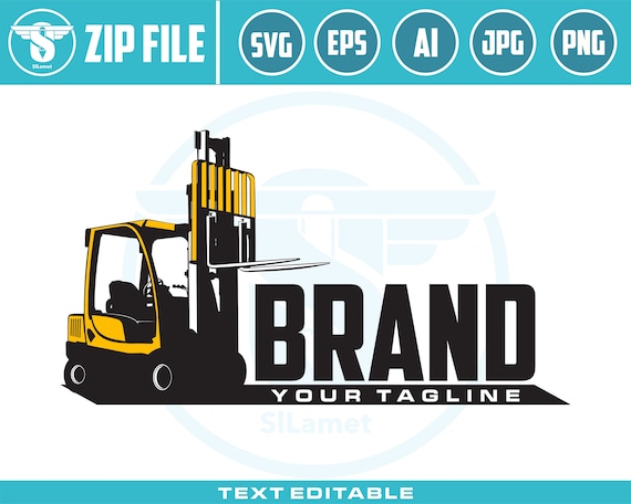 Forklift Logo - Warehouse Equipment Logo - Industrial Machinery Logo - Heavy Lifting Icon - Forklift Vector Design