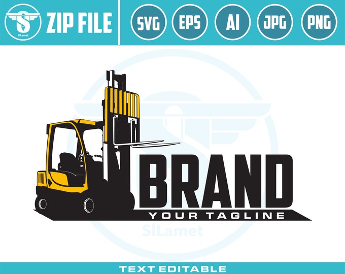 Forklift Logo - Warehouse Equipment Logo - Industrial Machinery Logo - Heavy Lifting Icon - Forklift Vector Design