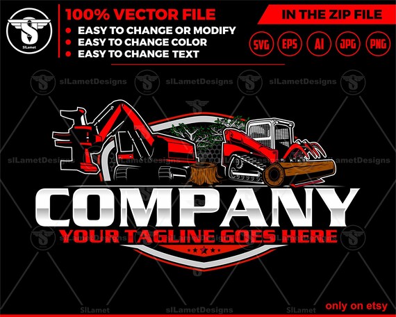 Timber Pro Machine and skid steer grapple logo - forwarder logging - estry equipment- logging equipment logo - heavy logging equipment logo