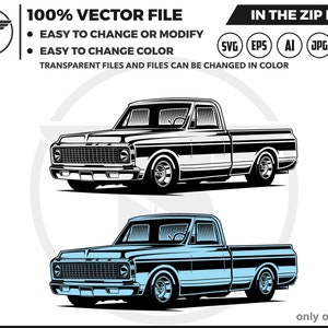 1972 Chevy Pickup Truck SVG: Classic Silhouette Vector (Digital Download)