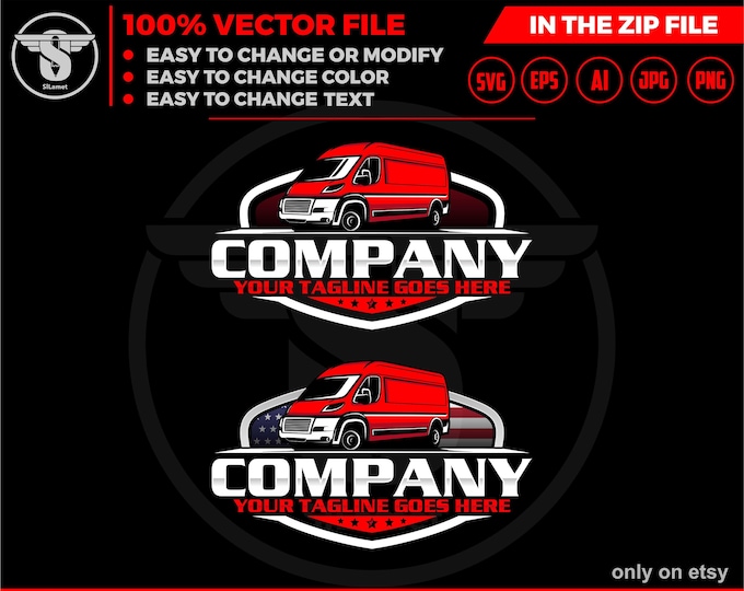 delivery van logo SVG- van car logo - Delivery logo - shipping logo - Cargo Delivery- american Van SVG - Delivery Van Truck Svg