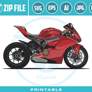 Ducati 1199 Panigale R Superbike SVG: Racing Motorbike Illustration (Digital Download)