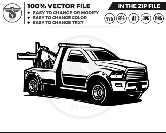 wheel-lift truck towing svg - tow truck svg - tow truck for cutting - tow truck black and white - tow truck silhouette - towing car svg