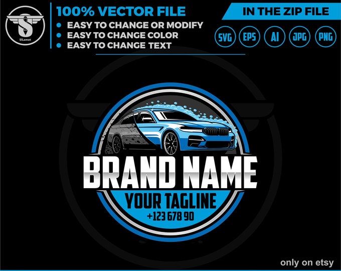 car detailing logo - sport car wash logo- Car Detailing Services logo - car wash logo template - car clean logo - auto detailing logo