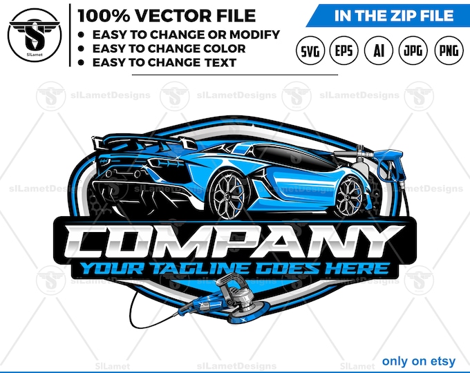 Car Detailing Logo - Car Wash Logo - Auto Cleaning Brand - Mobile Detailing Logo - Auto Spa Design