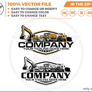 equipment vehicles logo - heavy equipment logo - Bulldozer svg - dump truck - excavator