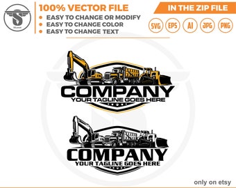 equipment vehicles logo - heavy equipment logo - Bulldozer svg - dump truck - excavator