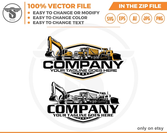 equipment vehicles logo - heavy equipment logo - Bulldozer svg - dump truck - excavator