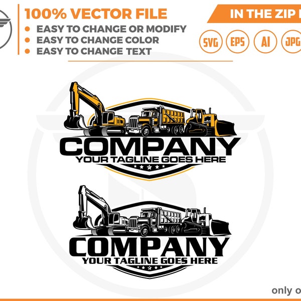 equipment vehicles logo - heavy equipment logo - Bulldozer svg - dump truck - excavator