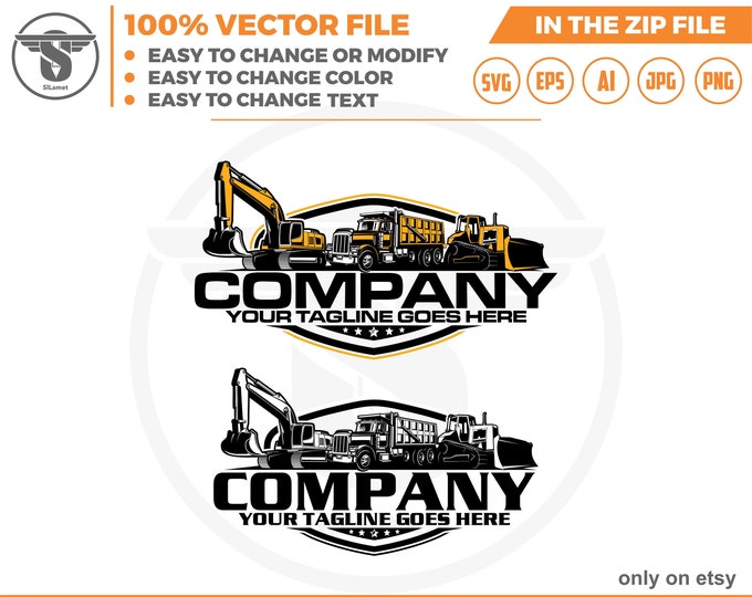 equipment vehicles logo - heavy equipment logo - Bulldozer svg - dump truck - excavator
