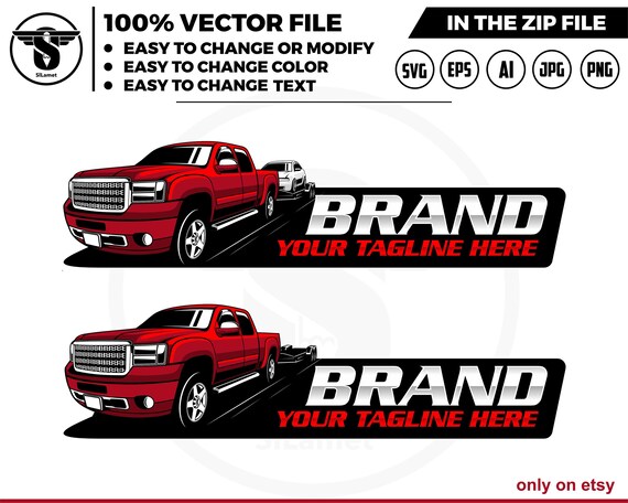 pickup and car hauler trailer logo - pickup and trailer logo - trailer towing logo - towing Company Logo - pickup 2013 GMC Sierra 2500HD
