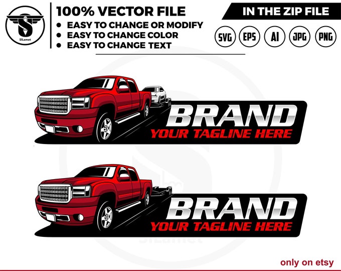 pickup and car hauler trailer logo - pickup and trailer logo - trailer towing logo - towing Company Logo - pickup 2013 GMC Sierra 2500HD