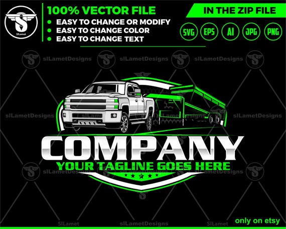 pickup and dump trailer logo - pickup and trailer logo - dump trailer services logo - dump junk services logo - dump trailer