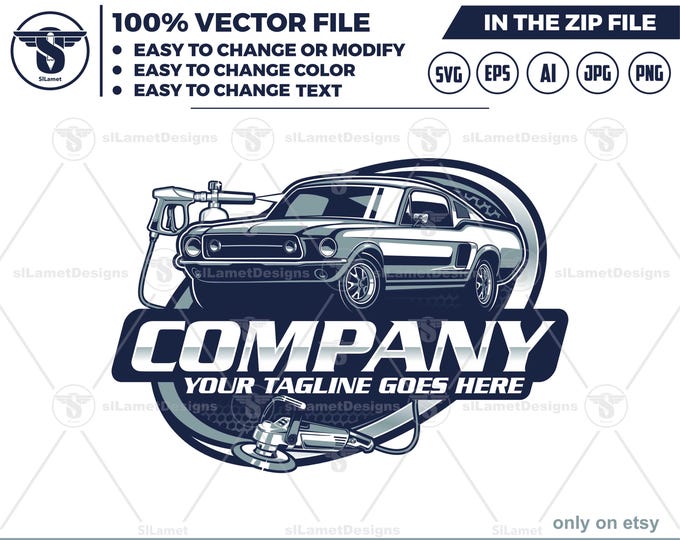auto detailing - car classic detailing - Car Detailing Services logo - car wash logo - car clean logo -  car wash classic  logo