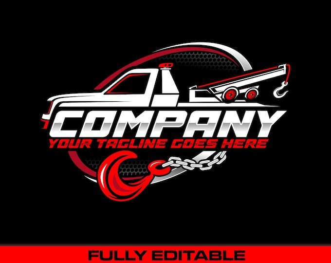 Tow Truck Logo Template, Towing Chain SVG (Digital Download)